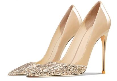 Women'S Shoes In Size 12 - Donne calde Nude Pelle verniciata Glitter