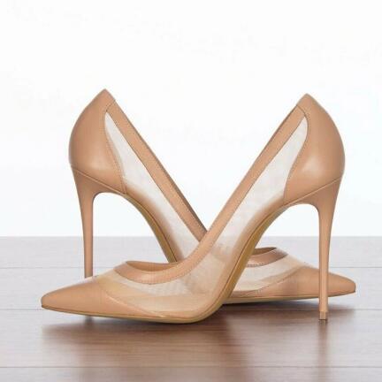 Women'S Shoes In Size 12 - Sexy nudo rosa nero pelle scamosciata