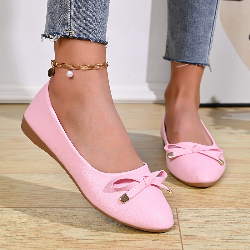 Women Shoes Wedges - Scarpe in Pelle Comode con Fiocco